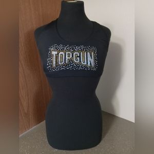 Balera topgun sports bra cheer size small black gold rhinestones
